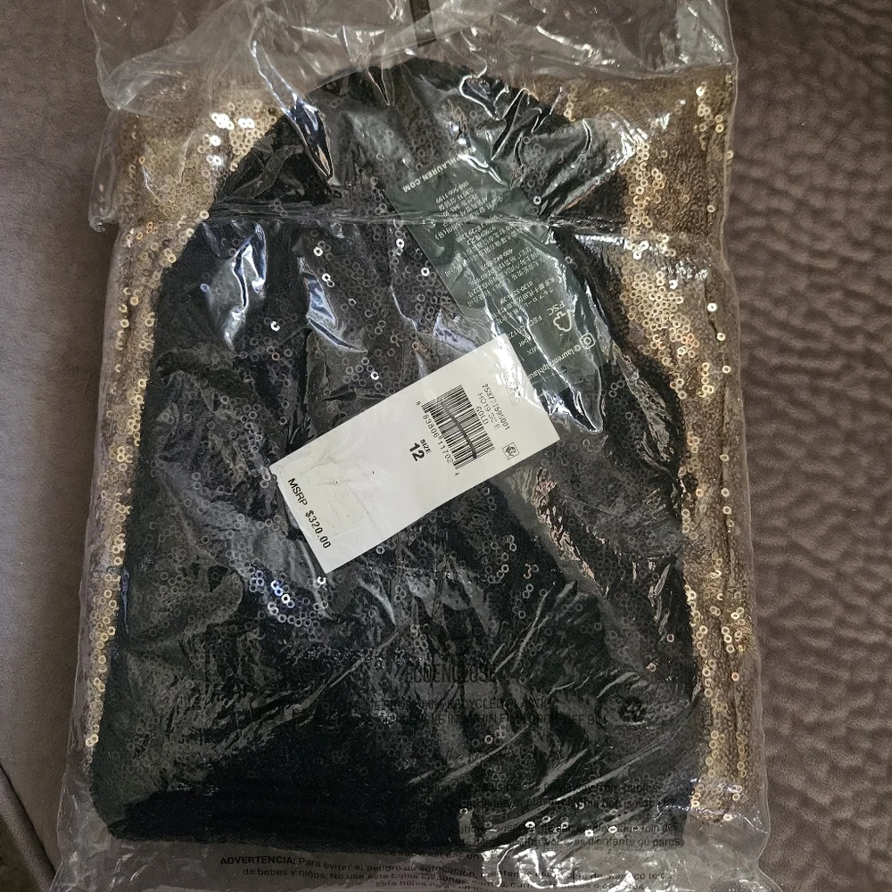 Ralph Lauren Black/Gold Evening Sequin Gown Maxi Dress 12 NEW NWT Holiday Gown - Picture 5 of 5